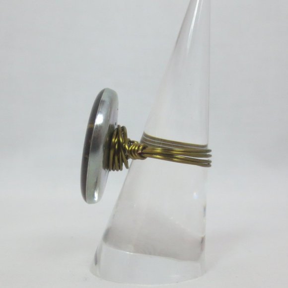 New Handcrafted Vintage Button Steampunk Cat Ring - Picture 5 of 10